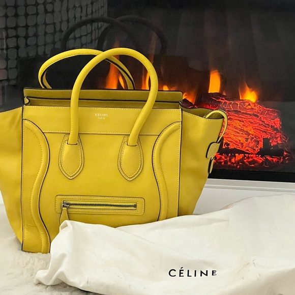 Celine Yellow Leather Mini Luggage Tote - Picture 1 of 12